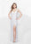 Primavera - 3057 Shimmering Deep V-Cut Evening Gown in White