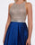 Cassandra Stone - 30592A Sparkly Strappy Back Sleeveless A-Line Gown In Blue and Neutral