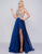 Cassandra Stone - 30592A Sparkly Strappy Back Sleeveless A-Line Gown In Blue and Neutral