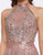 Mac Duggal Prom - 30596M Floral Beaded High Halter Evening Gown In Pink and Gold