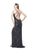 Primavera - 3060 Deep V-Neck Sequined Strappy Back Gown in Gray