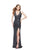 Primavera - 3060 Deep V-Neck Sequined Strappy Back Gown in Gray