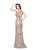 Primavera - 3061 Sleeveless Sequined Sheath Gown in Neutral and Pink