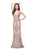 Primavera - 3061 Sleeveless Sequined Sheath Gown in Neutral and Pink