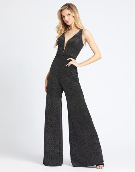 Mac Duggal Evening - 30618D Sleeveless Deep V-neck Jumpsuit In Black