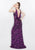 Primavera - 3062 Sequined Jewel Gown with Slit in Purple