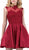 Dancing Queen - 3069 Appliqued Illusion High Neck Homecoming Dress in Red