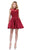 Dancing Queen - 3069 Appliqued Illusion High Neck Homecoming Dress in Red