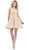 Dancing Queen - 3069 Appliqued Illusion High Neck Homecoming Dress in Neutral