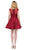 Dancing Queen - 3069 Appliqued Illusion High Neck Homecoming Dress in Red