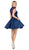 Dancing Queen - 3069 Appliqued Illusion High Neck Homecoming Dress in Blue