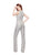 Primavera - 3071 Cap Sleeve Sequined Jumpsuit  in Neutral