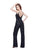 Primavera - 3072 Thin Strap Embellished Jumpsuit in Black