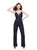 Primavera - 3072 Thin Strap Embellished Jumpsuit in Black