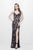 Primavera Couture - 3073 Beaded V-neck Sheath Dress With Slit In Black and Multi-Color