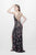 Primavera Couture - 3073 Beaded V-neck Sheath Dress With Slit In Black and Multi-Color