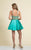 Dave & Johnny - 3075 Beaded Cut-In Halter Cocktail Dress in Blue and Green