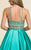 Dave & Johnny - 3075 Beaded Cut-In Halter Cocktail Dress in Blue and Green