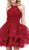 Dancing Queen - 3078 Halter Lace Top and Tulle Skirt Cocktail Dress In Red