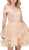 Dancing Queen - 3079 Off Shoulder Tiered Tulle Homecoming Dress in Neutral
