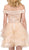Dancing Queen - 3079 Off Shoulder Tiered Tulle Homecoming Dress in Neutral