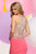 Zoey Grey - Crystal Accented Illusion High Neck Dress 30805 in Pink and Neutral