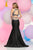 Zoey Grey - Beaded High Neck Mikado Mermaid Dress 30807 in Black and Multi-Color