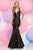 Zoey Grey - Plunging V-Neck Mikado Mermaid Dress 30811 in Black