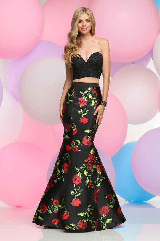Zoey Grey - Strapless Two Piece Mermaid Gown 30815 in Black and Multi-Color