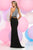 Zoey Grey - Striped High Halter Sheath Gown 30836 in Black and White