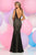Zoey Grey - Lace Illusion Striped Trumpet Gown 30838 in Black and Neutral