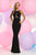 Zoey Grey - Lace Cutout Jewel Sheath Gown 30839 in Black