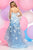 Zoey Grey - Strapless Sweetheart Tulle High-Low Gown 30856 in Blue and White