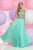 Zoey Grey - Ornate Scalloped V-Neck A-Line Gown 30872 in Green