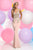 Zoey Grey - 30874 Gilded Applique Illusion Sheath Gown in Pink and Gold