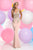 Zoey Grey - Gilded Applique Illusion Sheath Gown 30874 in Pink and Gold