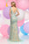 Zoey Grey - V Neck Cap Sleeves Long Dress 30877 in Blue and Neutral