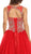 Eureka Fashion - 3088 Applique Jewel Neck Mesh Ballgown in Red and Gold