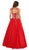 Eureka Fashion - 3088 Applique Jewel Neck Mesh Ballgown in Red and Gold