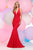 Zoey Grey - Ponte Low-Cut V-Neck Sheath Gown 30894 in Red