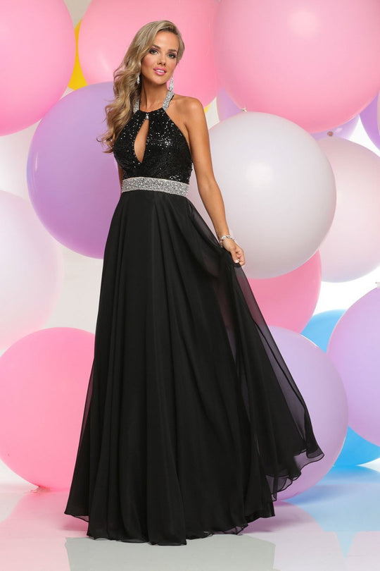 Halter Neck Chiffon A-Line Dress 30907