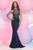 Zoey Grey - High Neck Satin Trumpet Dress 30908 in Blue