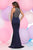 Zoey Grey - High Neck Satin Trumpet Dress 30908 in Blue