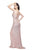 Primavera - 3091 Sequined Sheath Gown with Slit in Pink
