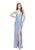 Primavera - 3091 Sequined Sheath Gown with Slit in Blue