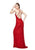 Primavera - 3091 Sequined Sheath Gown with Slit in Red