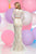 Zoey Grey - Long Sleeve V-neck Lace Sheath Dress 30928 in White and Neutral