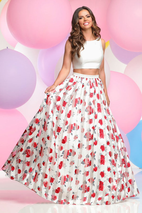 Zoey Grey - Two Piece Multi-Color Long Dress 30929 in White and Multi-Color