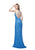 Primavera - 3092 Thin Strap Sequined Sheath Gown in Blue