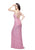 Primavera - 3092 Thin Strap Sequined Sheath Gown in Pink
